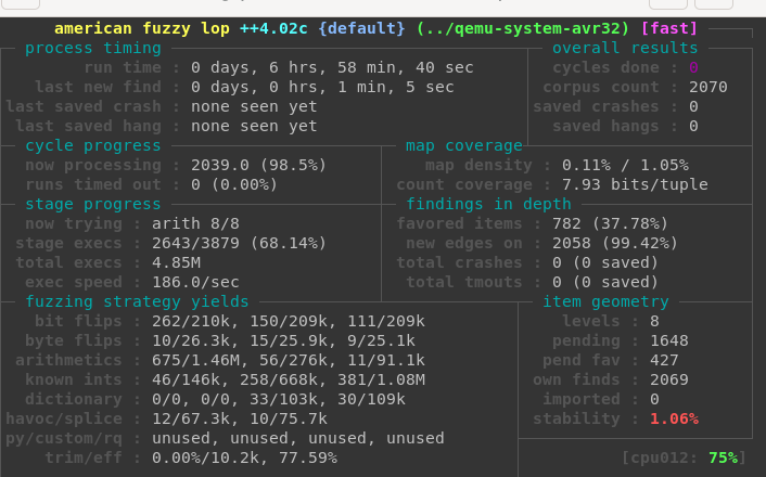 AFL output in terminal